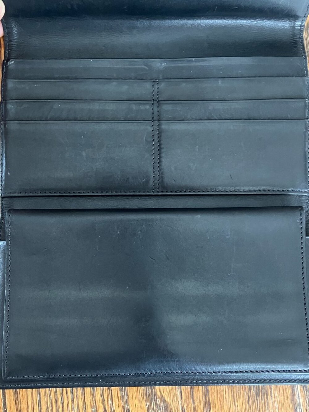 Vintage Coach Black Leather Wallet w/ Checkbook Holder - Picture 6 of 9